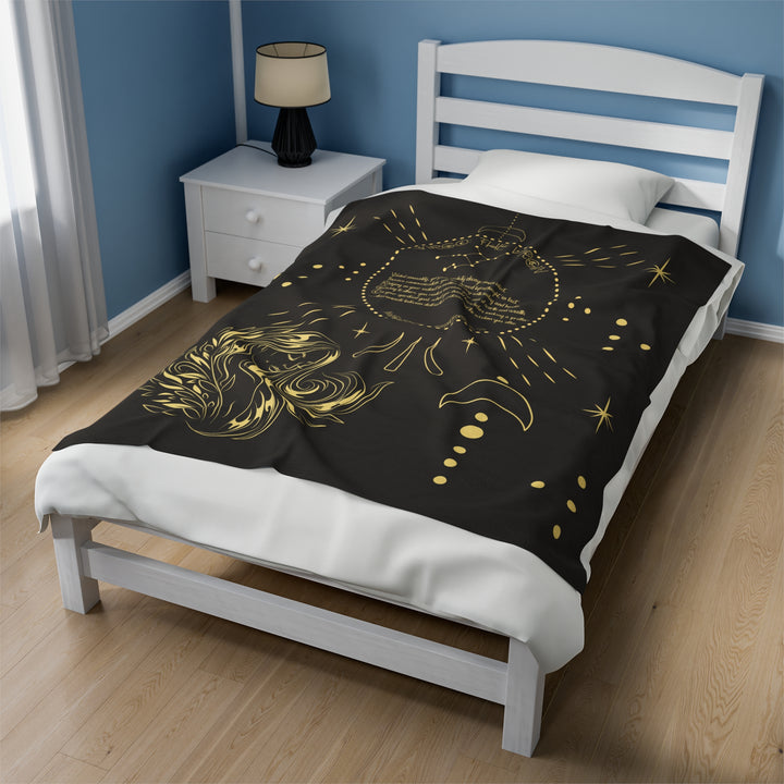Written in the Stars Velveteen plush blanket with acrostic poem spelling out "Virgo"