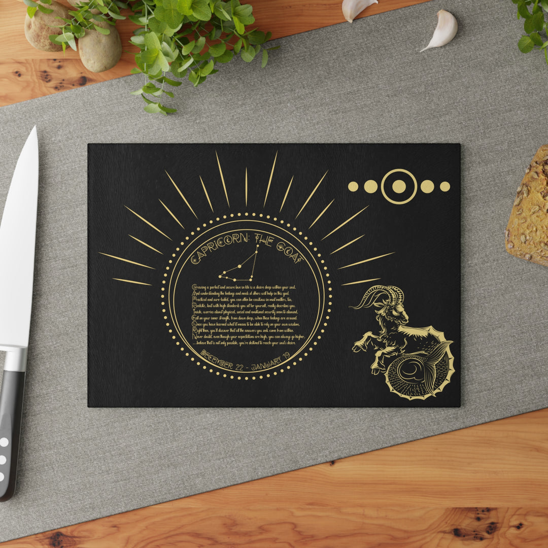 Capricorn Acrostic Poem Glass Cutting Board