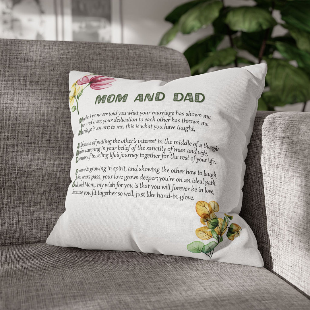 Mom and Dad Acrostic Poem - Pillow Cover