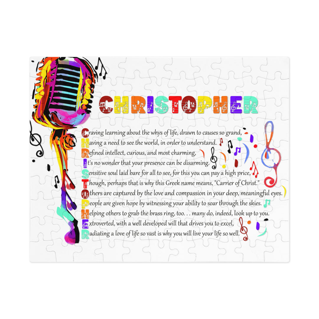 Namesakes Acrostic Name Poem Jigsaw Puzzle - Musical Notes and Mic - Tin Box