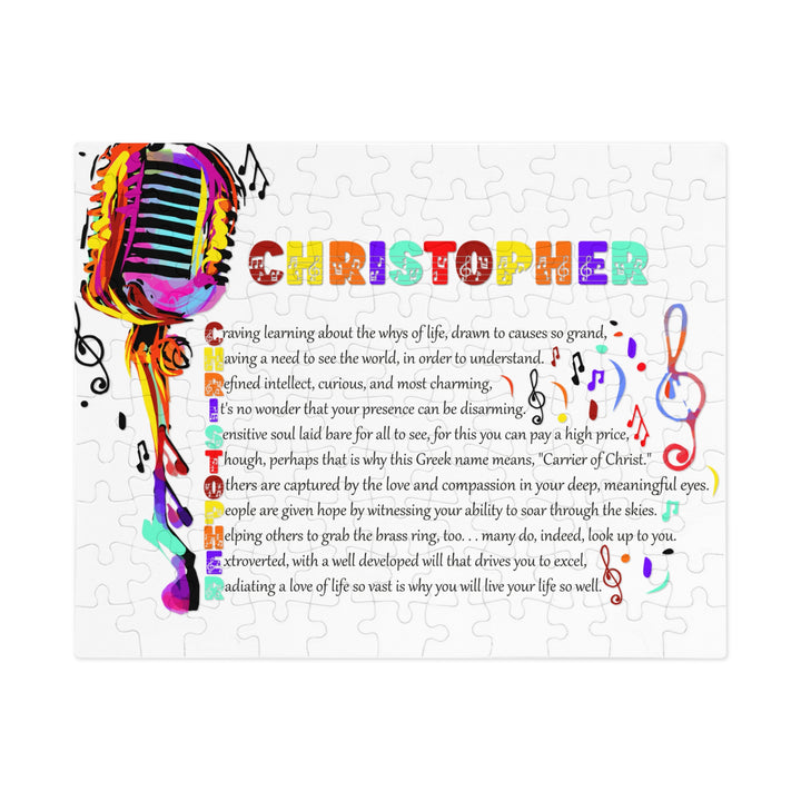 Namesakes Acrostic Name Poem Jigsaw Puzzle - Musical Notes and Mic - Tin Box