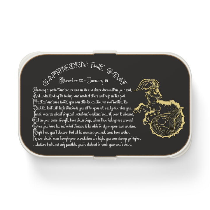 Capricorn Acrostic Poem Bento Lunch Box - Wooden Lid