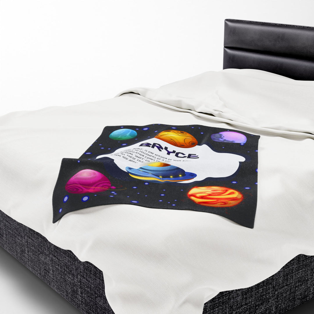 Namesakes Acrostic Poem Velveteen Plush Blanket - Space Design