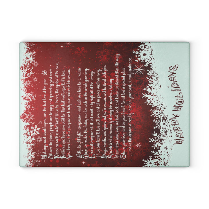 Happy Holidays Holidays Acrostic Poem Glass Cutting Board - Red - 2