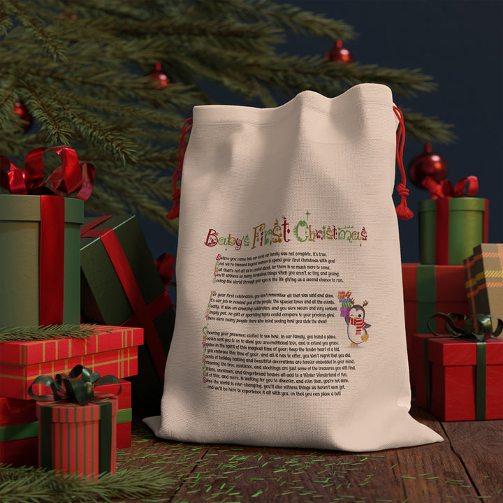 Baby's First Christmas Acrostic Poem Gift Bag - Penguin