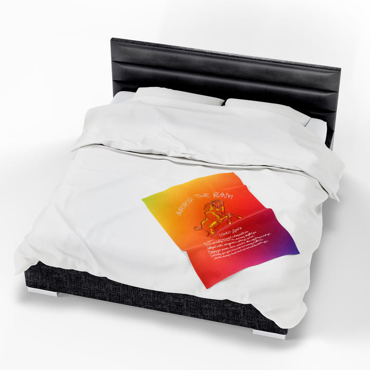Aries Acrostic Poem Velveteen Plush Blanket - Colored