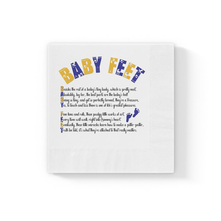 Baby Feet Baby Shower Coined Napkins -Blue Footprints