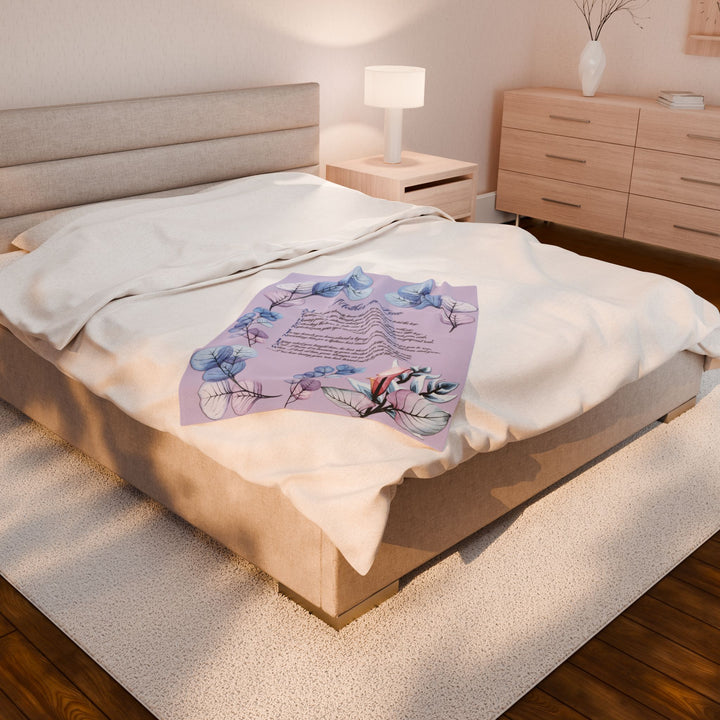 Mother-in-Law Acrostic Poem Velveteen Plush Blanket - Transparent Flowers