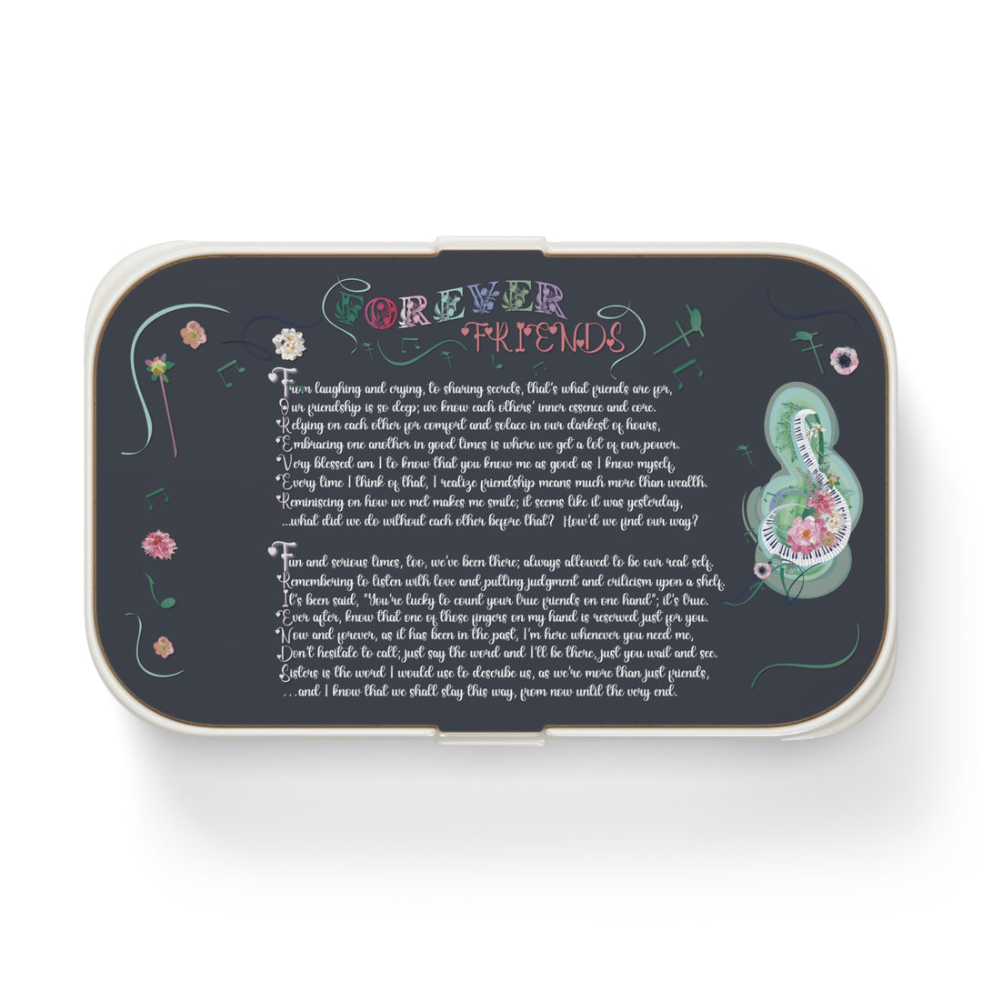 Forever Friends Acrostic Poem Bento Lunch Box - Music and Flowers