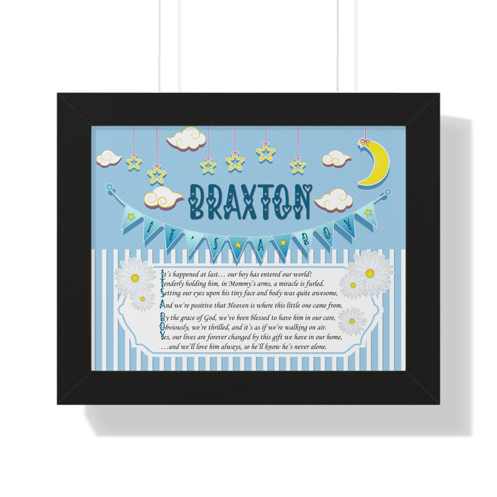 Baby Steps "It's a Boy" Framed Print Collection - Blue Stripes - Personalized
