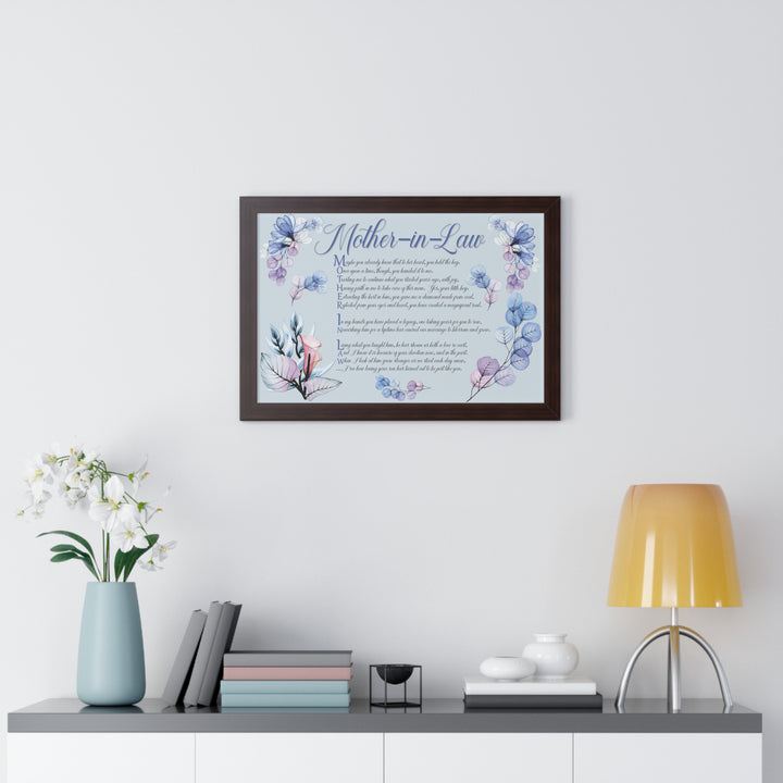 It's Just a Phrase "Mother-in-Law" Framed Horizontal Acrostic Poem Print- Floral