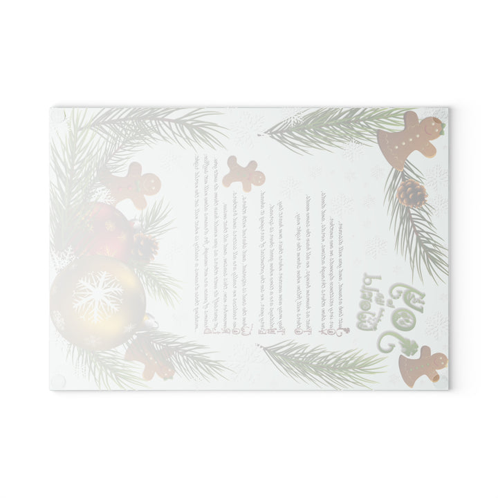 Joy to the World Acrostic Poem Glass Cutting Board - Gingerbread
