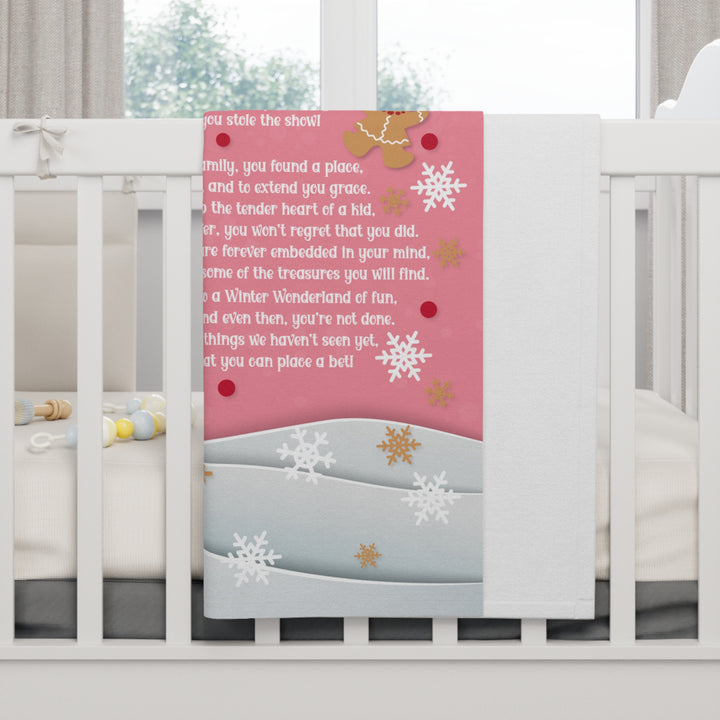 Baby Steps Baby Blanket with Acrostic Poem - "Baby's First Christmas". Gingerbread Baby Girl