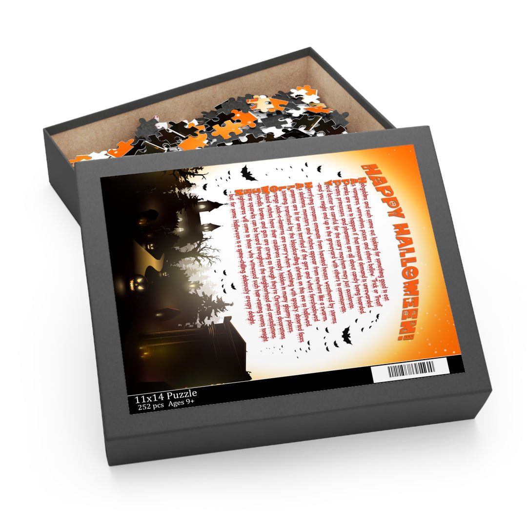 Happy Halloween Acrostic Poem Puzzle - Haunted Mansion - Cardboard Box