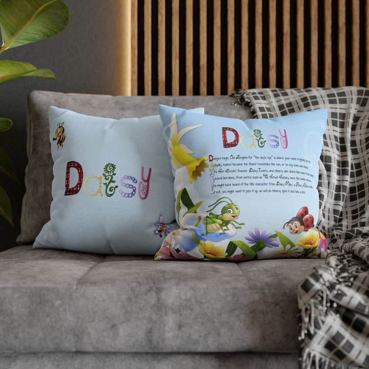 Namesakes Acrostic Poem Pillow Cover - Flower and Insect Design