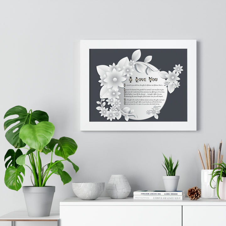 It's Just a Phrase "I Love You" Framed Acrostic Poem Print- Floral
