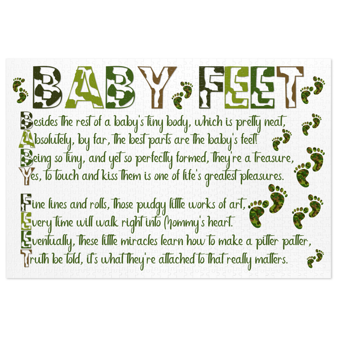 Baby Feet Acrostic Poem Jigsaw Puzzle - Camo - Tin Box - No Personalization