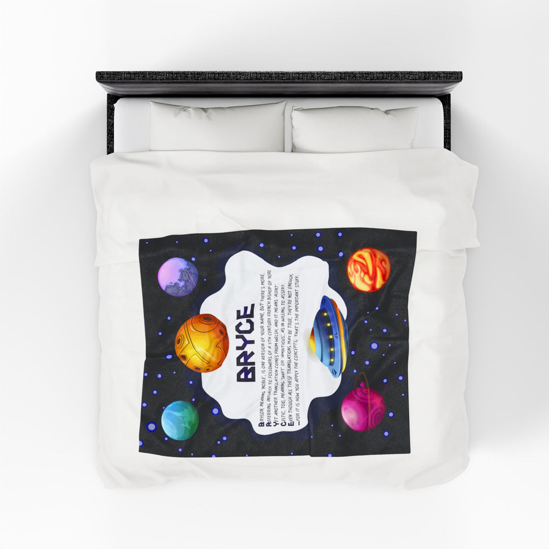 Namesakes Acrostic Poem Velveteen Plush Blanket - Space Design