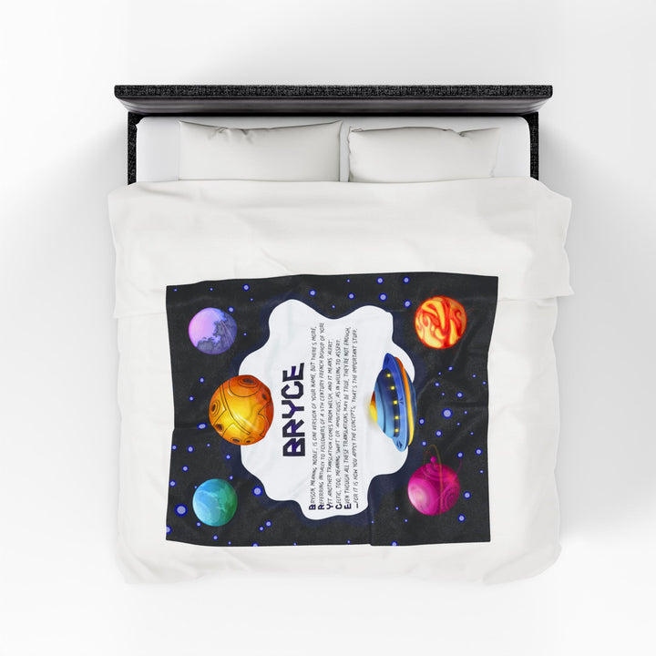 Namesakes Acrostic Poem Velveteen Plush Blanket - Space Design