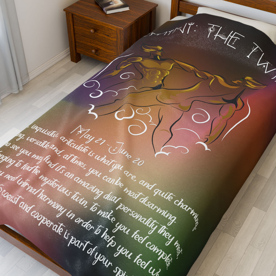 Gemini Acrostic Poem Velveteen Plush Blanket