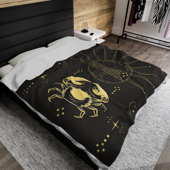 Written in the Stars Velveteen plush blanket with acrostic poem spelling out "Cancer"