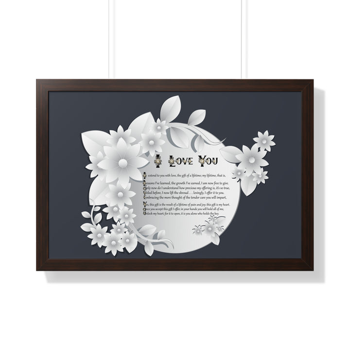 It's Just a Phrase "I Love You" Framed Acrostic Poem Print- Floral