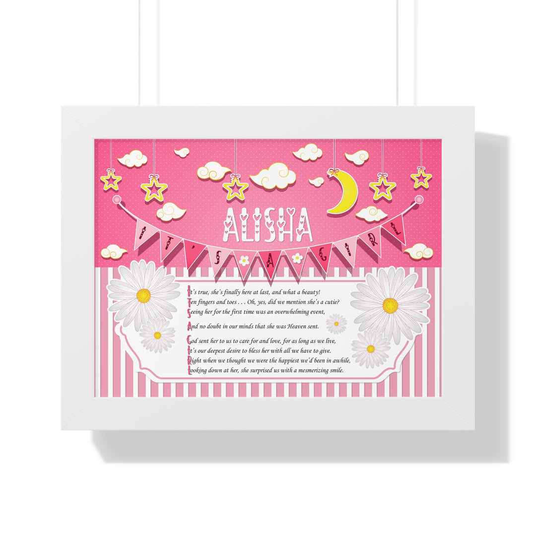Baby Steps Framed Print Collection - Pink Stripes - "It's a Girl" Personalized