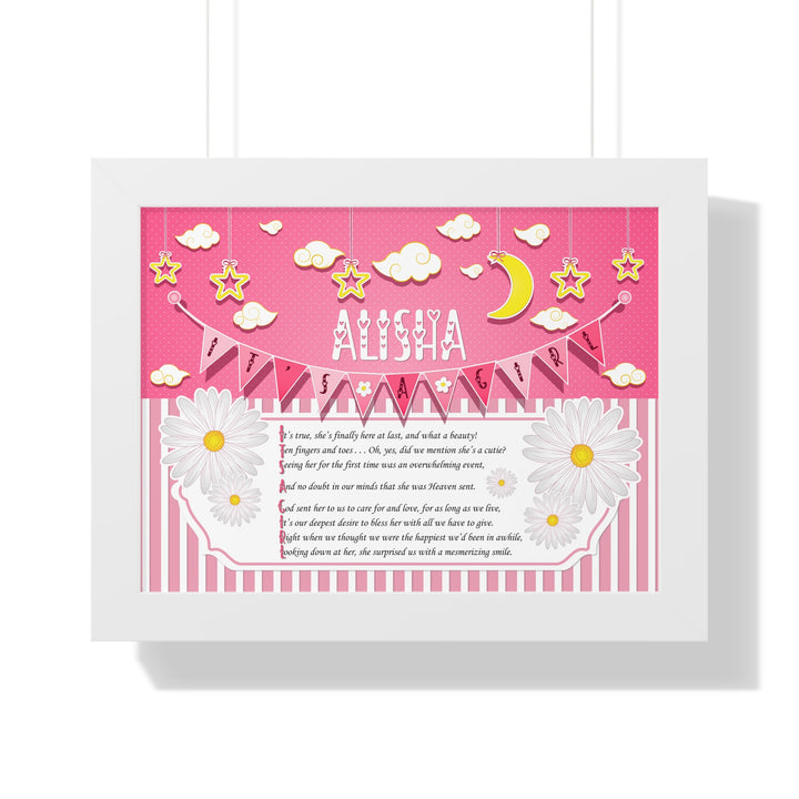 Baby Steps Framed Print Collection - Pink Stripes - "It's a Girl" Personalized