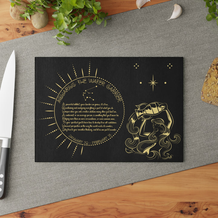 Aquarius Acrostic Poem Glass Cutting Board