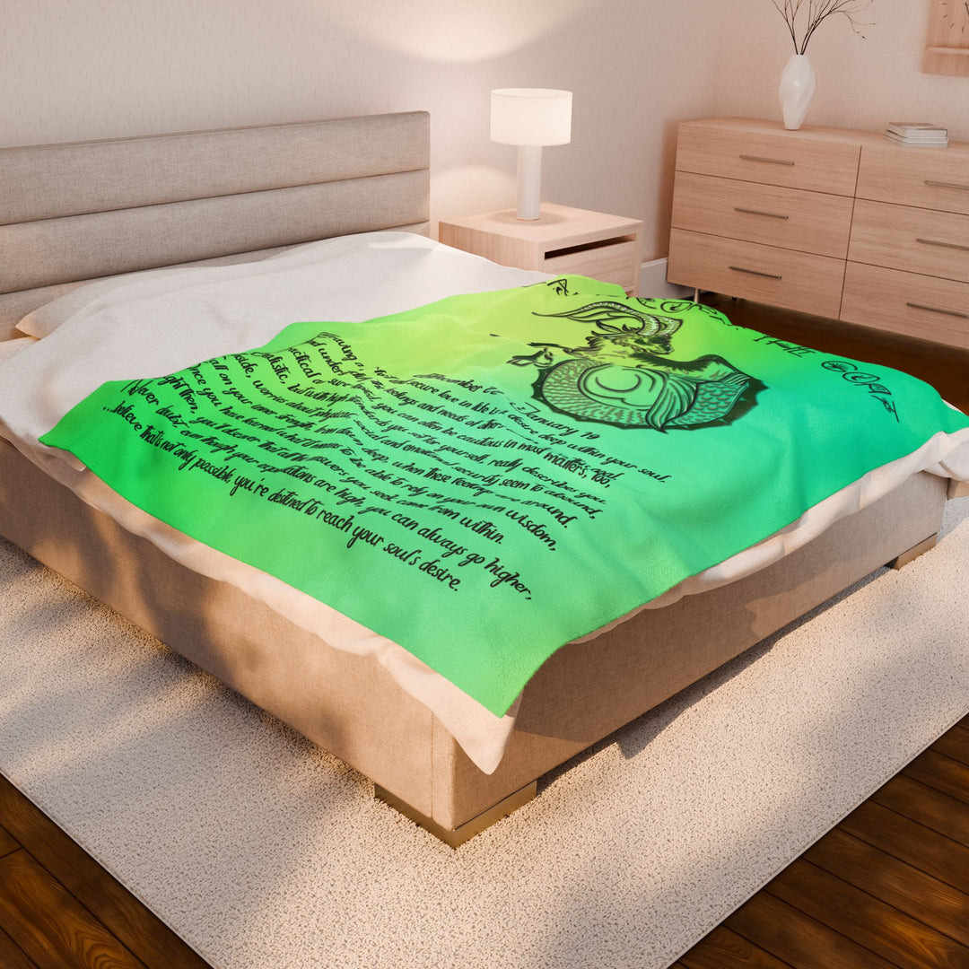 Capricorn Acrostic Poem Velveteen Plush Blanket