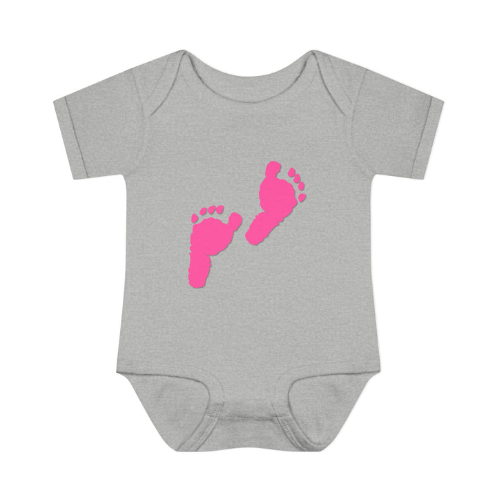 Baby Steps "Baby Feet" Acrostic Poem Bodysuit - Pink Footprints