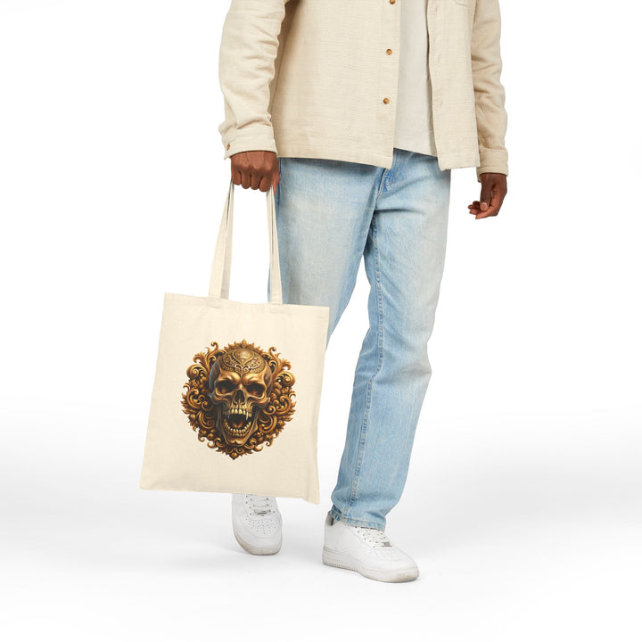 "Happy Halloween" Acrostic Poem Canvas Candy Tote Bag - Creepy Skull- No Personalization