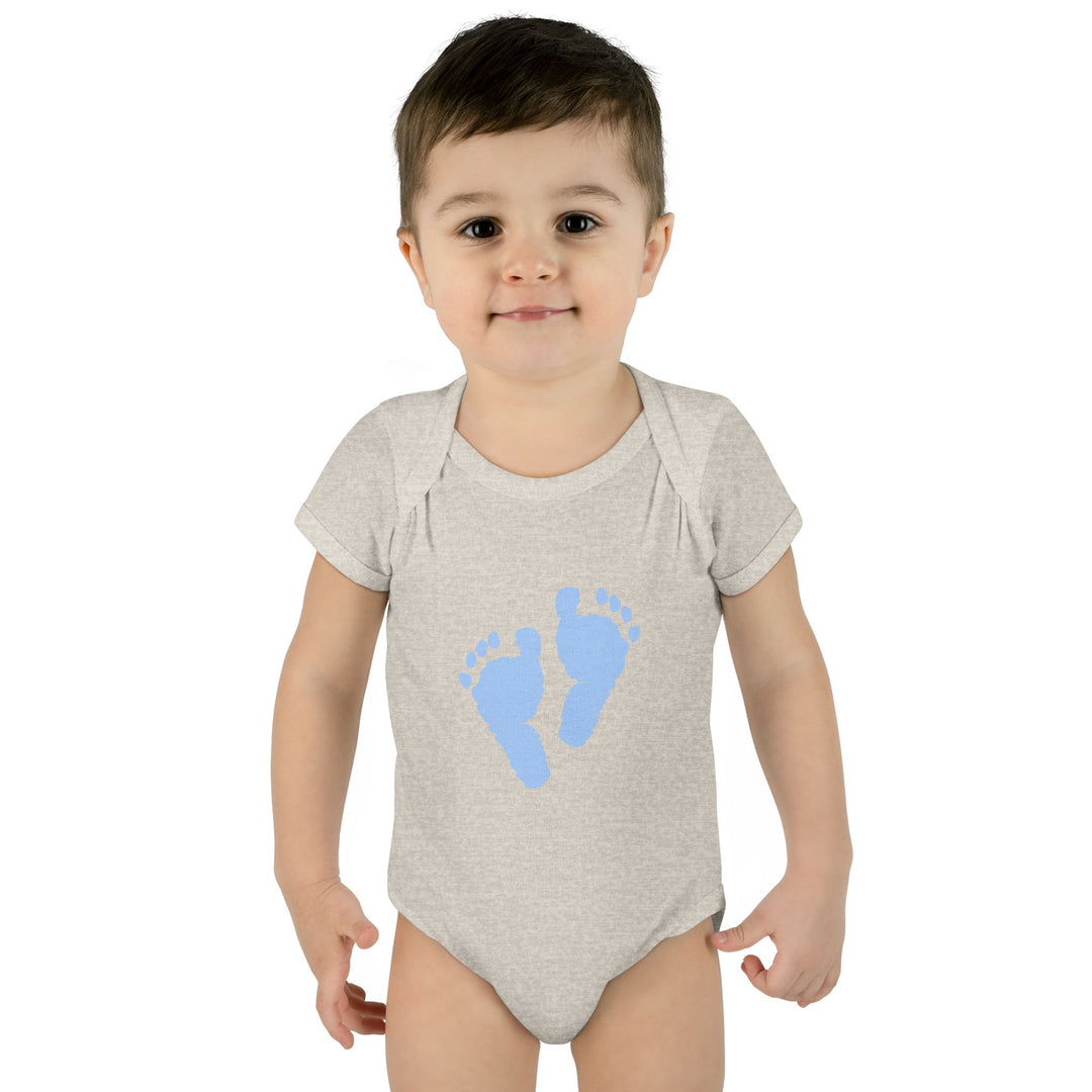 Baby Feet Acrostic Poem Baby Bodysuit - Blue Footprints