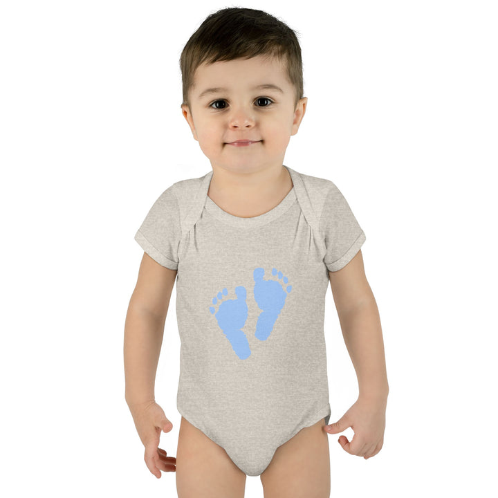 Baby Feet Acrostic Poem Baby Bodysuit - Blue Footprints