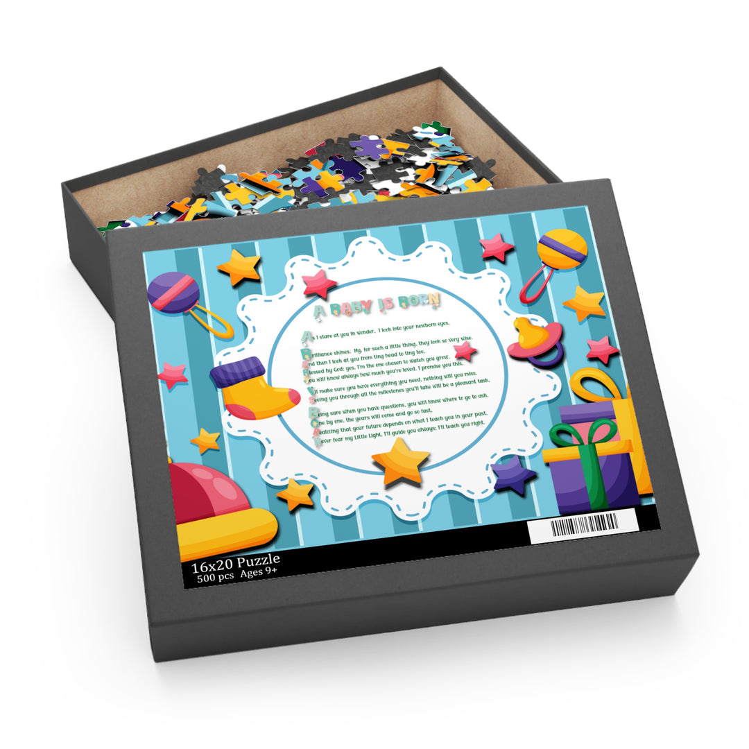 A Baby is Born Acrostic Poem Puzzle - Stars - Cardboard