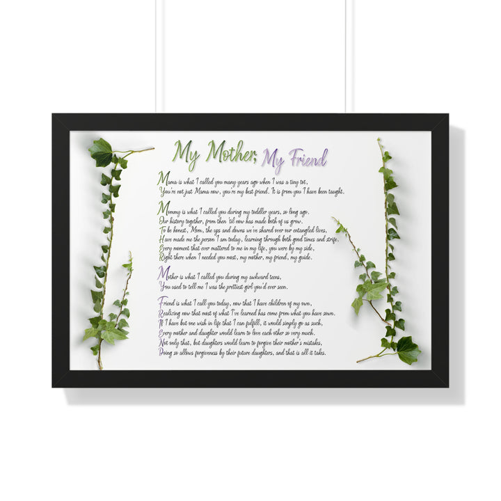 "My Mother, My Friend" Framed Acrostic Poem Print - Soft
