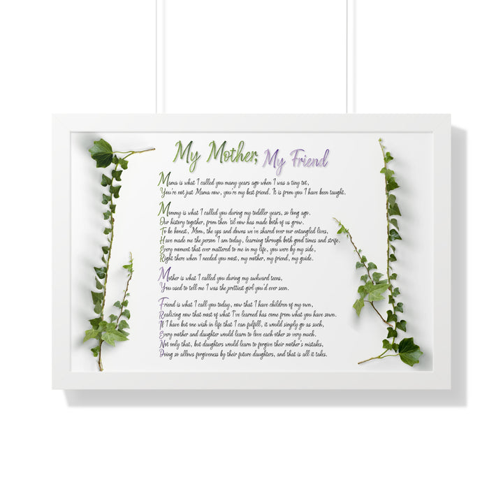 "My Mother, My Friend" Framed Acrostic Poem Print - Soft
