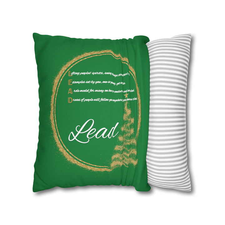 Holiday Pillow Case with Acrostic Poem  from "Learn, Lead, Believe" Collection Spelling out "Lead". Christmas Decor/Gift.