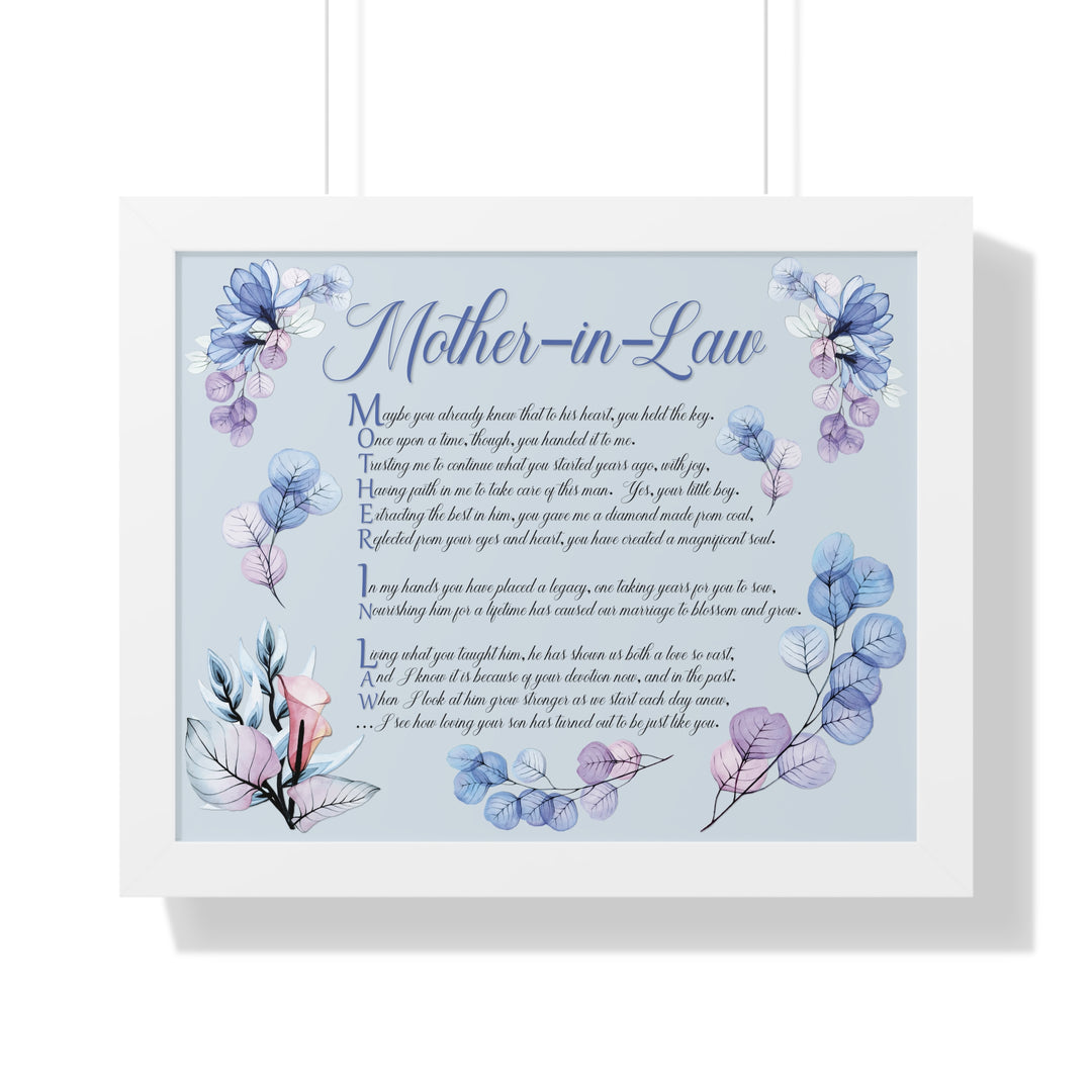 It's Just a Phrase "Mother-in-Law" Framed Horizontal Acrostic Poem Print- Floral