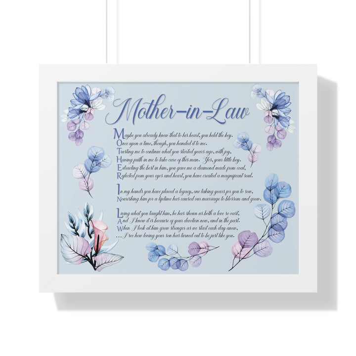 It's Just a Phrase "Mother-in-Law" Framed Horizontal Acrostic Poem Print- Floral