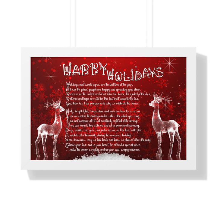 It's Just a Phrase "Happy Holidays" Framed Horizontal Acrostic Poem Poster