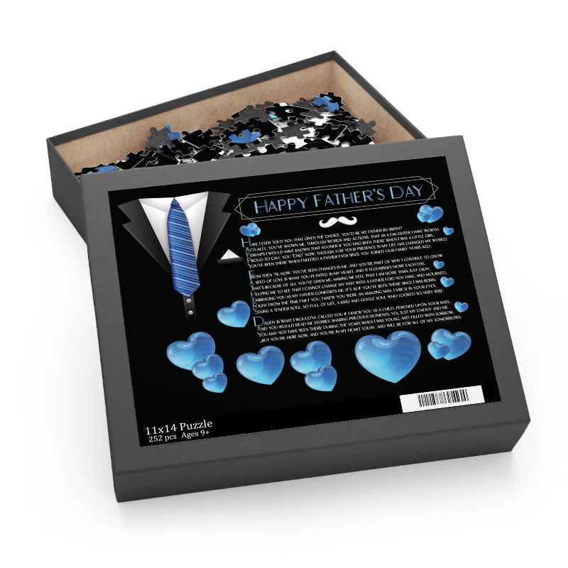 Puzzle box with 'Happy Father's Day' message and puzzle pieces inside