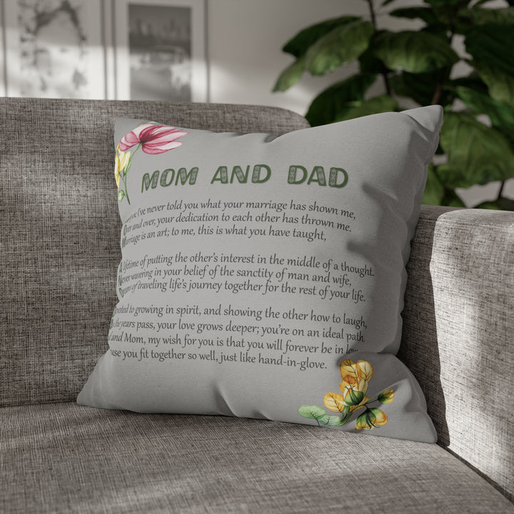 It's Just a Phrase "Mom and Dad" Acrostic Poem Grey Pillow Case/Cover