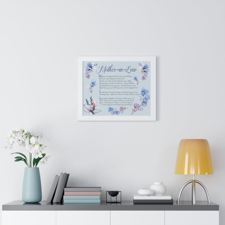 It's Just a Phrase "Mother-in-Law" Framed Horizontal Acrostic Poem Print- Floral