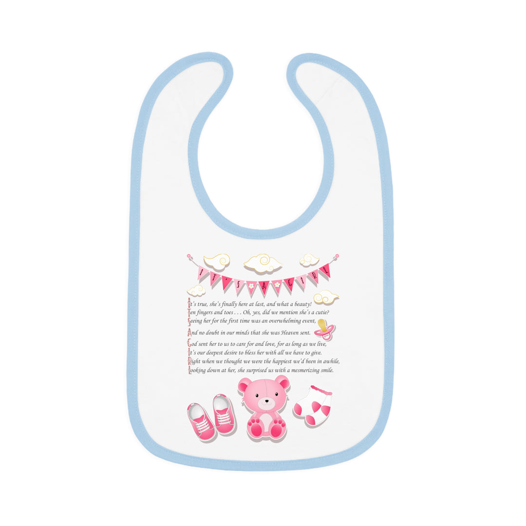 Baby Steps Acrostic Poem - Contrast Trim Jersey Bib - "It's a Girl"