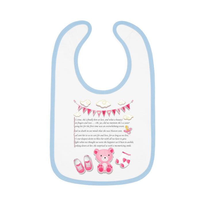 Baby Steps Acrostic Poem - Contrast Trim Jersey Bib - "It's a Girl"