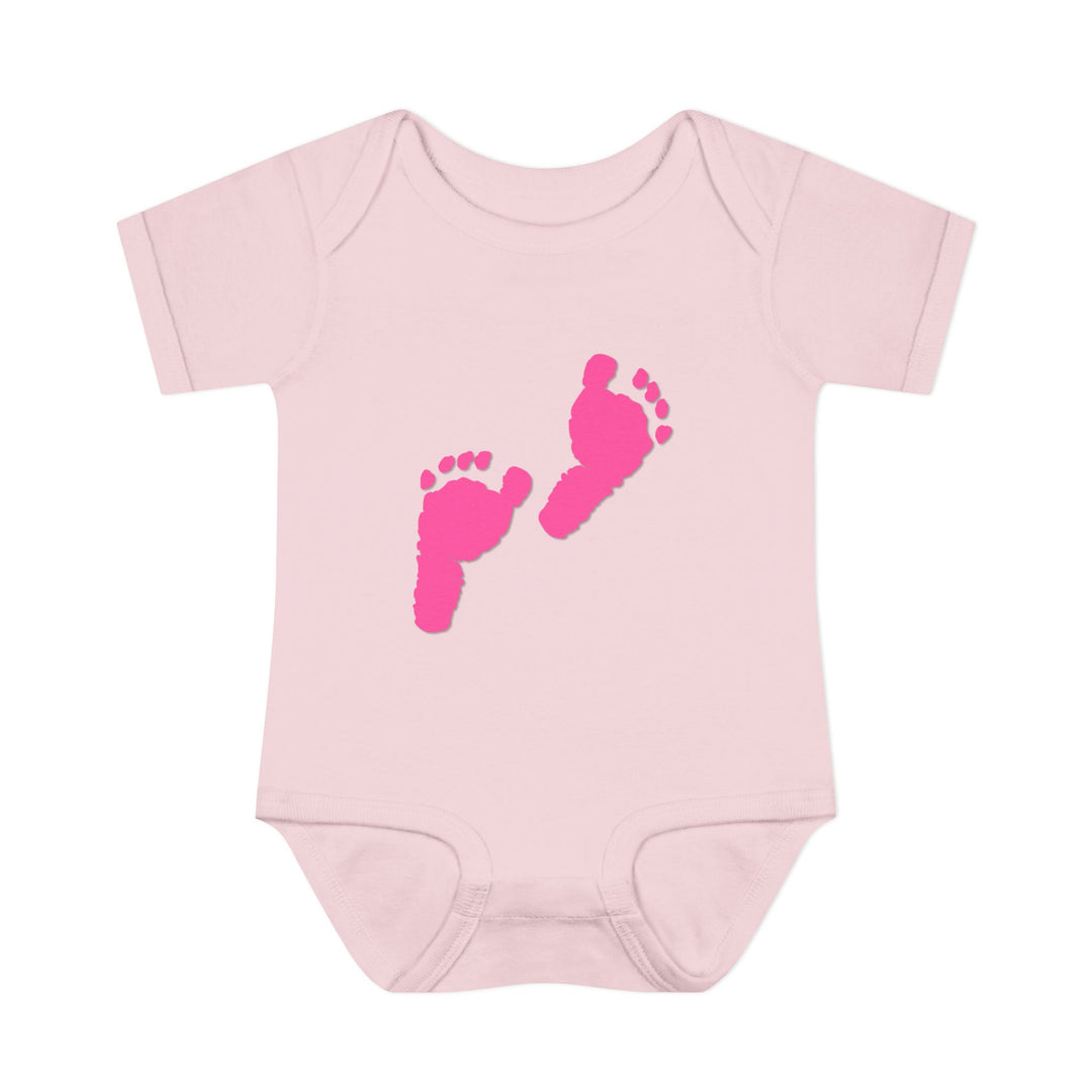 Baby Steps "Baby Feet" Acrostic Poem Bodysuit - Pink Footprints