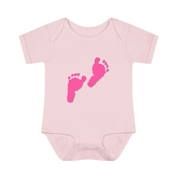 Baby Steps "Baby Feet" Acrostic Poem Bodysuit - Pink Footprints