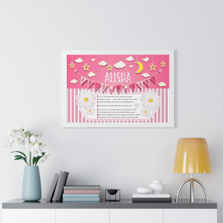 Baby Steps Framed Print Collection - Pink Stripes - "It's a Girl" Personalized