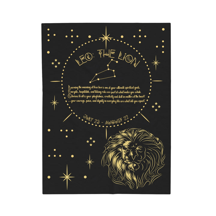 Written in the Stars Velveteen plush blanket with acrostic poem spelling out "Leo"